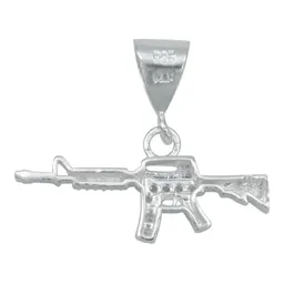 Dije Rifle M16 Plata 925 Zirconia Transparente para Hombre - Imagen 3