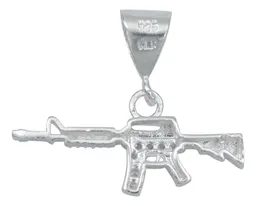 Dije Rifle M16 Plata 925 Zirconia Transparente para Hombre - Imagen 3
