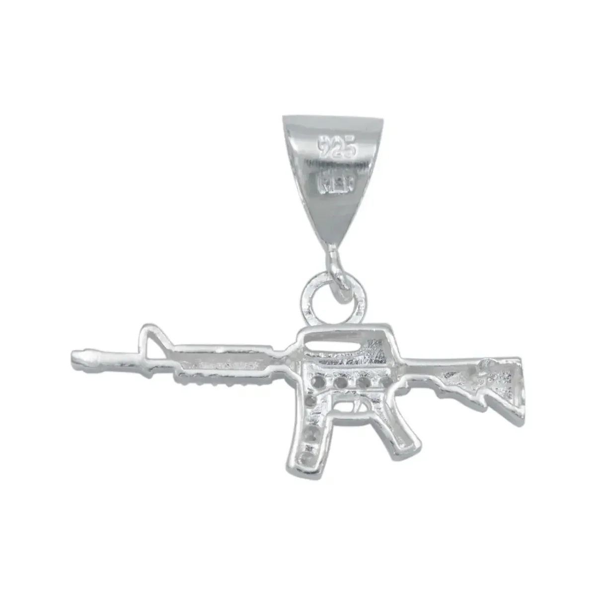 Dije Rifle M16 Plata 925 Zirconia Transparente para Hombre - Imagen 3