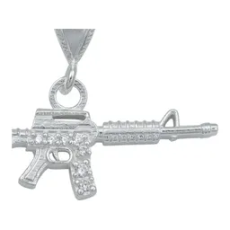 Dije Rifle M16 Plata 925 Zirconia Transparente para Hombre - Imagen 4