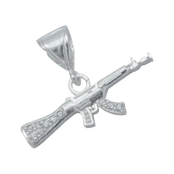 Dije Rifle Plata 925 con Zirconia Brillante - Imagen 1