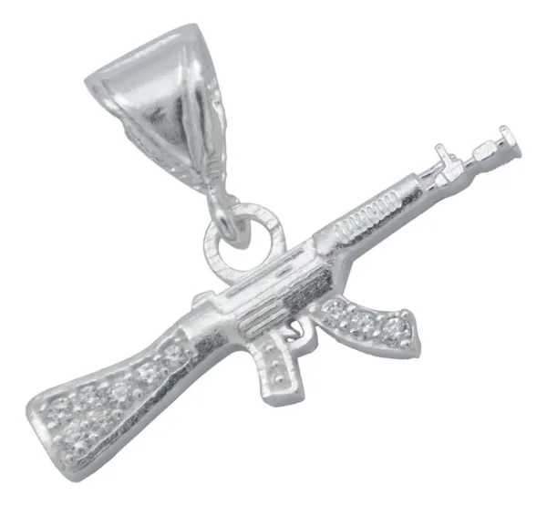 Dije Rifle Plata 925 con Zirconia Brillante - Imagen 1