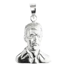Dije Rostro Jesús Malverde Plata 925 Artesanal Unisex - Imagen 1