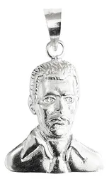 Dije Rostro Jesús Malverde Plata 925 Artesanal Unisex - Imagen 1