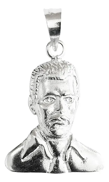 Dije Rostro Jesús Malverde Plata 925 Artesanal Unisex - Imagen 1