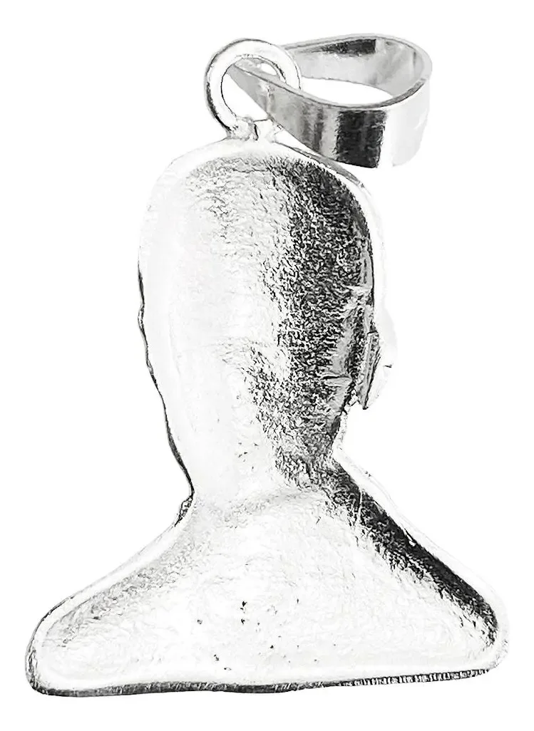 Dije Rostro Jesús Malverde Plata 925 Artesanal Unisex - Imagen 1