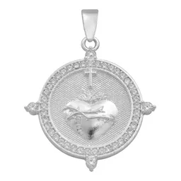 Dije Sagrado Corazón Cruz Plata .925 con Zirconia - Imagen 1