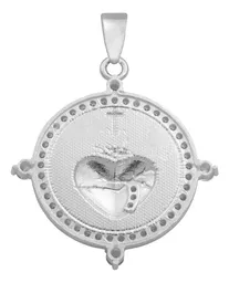 Dije Sagrado Corazón Cruz Plata .925 con Zirconia - Imagen 2
