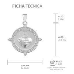 Dije Sagrado Corazón Cruz Plata .925 con Zirconia - Imagen 8