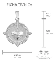 Dije Sagrado Corazón Cruz Plata .925 con Zirconia - Imagen 8