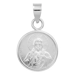 Dije Sagrado Corazón de Jesús Plata .999 Liso Religioso - Imagen 1
