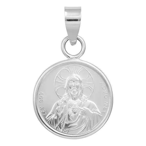 Dije Sagrado Corazón de Jesús Plata .999 Liso Religioso - Imagen 1
