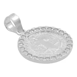 Dije San Benito Doble Vista Plata 925 Zirconia Transparente - Imagen 3