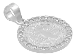 Dije San Benito Doble Vista Plata 925 Zirconia Transparente - Imagen 3