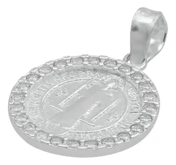 Dije San Benito Doble Vista Plata 925 Zirconia Transparente - Imagen 4