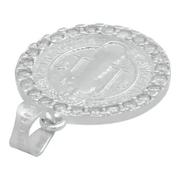 Dije San Benito Doble Vista Plata 925 Zirconia Transparente - Imagen 5