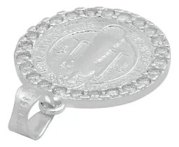 Dije San Benito Doble Vista Plata 925 Zirconia Transparente - Imagen 5
