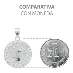 Dije San Benito Doble Vista Plata 925 Zirconia Transparente - Imagen 8