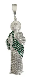 Dije San Judas con Zirconia Verde Plata .925 - Imagen 1