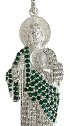 Dije San Judas con Zirconia Verde Plata .925 - Imagen 2