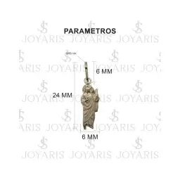 Dije San Judas Liso Oro 10k con Cadena de Plata Ley .925 - Imagen 2
