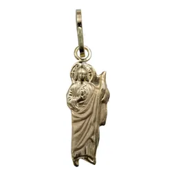 Dije San Judas Liso Oro 10k con Cadena de Plata Ley .925 - Imagen 3