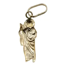 Dije San Judas Liso Oro 10k con Cadena de Plata Ley .925 - Imagen 4