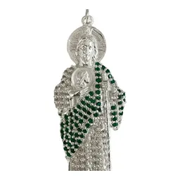 Dije San Judas Plata .925 con Zirconias Verdes - Imagen 2