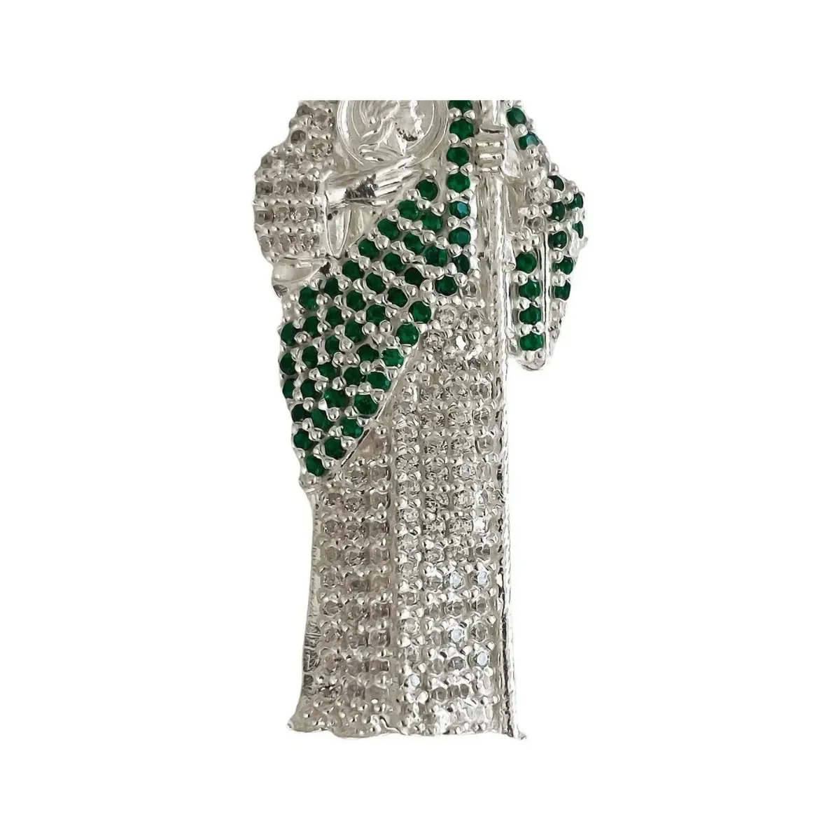 Dije San Judas Plata .925 con Zirconias Verdes - Imagen 3