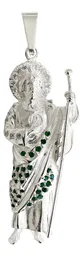 Dije San Judas Plata .999 Liso con Zirconia - Imagen 1