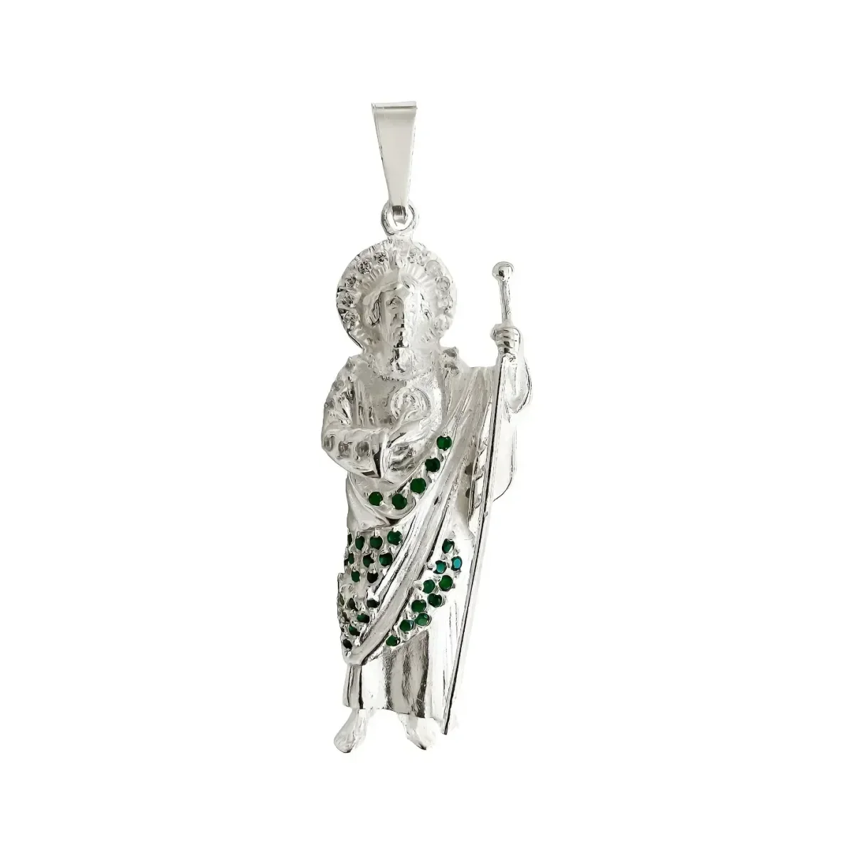 Dije San Judas Tadeo de plata .925 con zirconia - Joyaris joyería fina artesanal mexicana