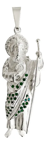 Dije San Judas Plata .925 Liso con Zirconia - Imagen 1