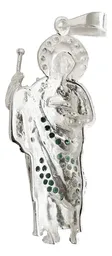 Dije San Judas Plata .999 Liso con Zirconia - Imagen 2