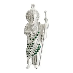 Dije San Judas Plata .925 Liso con Zirconia - Imagen 3