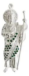 Dije San Judas Plata .999 Liso con Zirconia - Imagen 3
