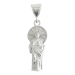 Dije San Judas Tadeo Corona Plata 925 con Zirconias Verdes - Imagen 1