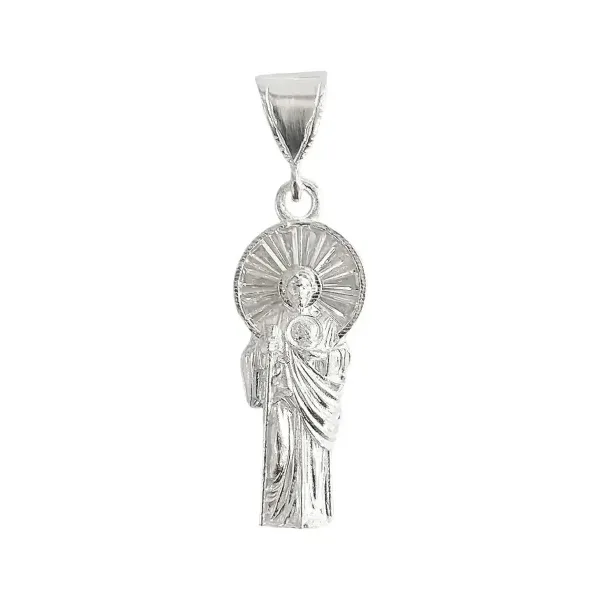 Dije San Judas Tadeo Corona Plata 925 con Zirconias Verdes - Imagen 1