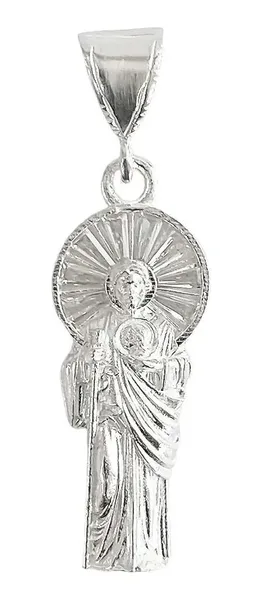 Dije San Judas Tadeo Corona Plata 925 con Zirconias Verdes - Imagen 1