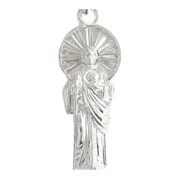 Dije San Judas Tadeo Corona Plata 925 con Zirconias Verdes - Imagen 2