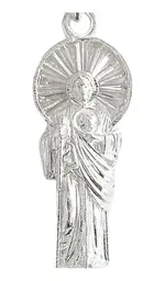 Dije San Judas Tadeo Corona Plata 925 con Zirconias Verdes - Imagen 2