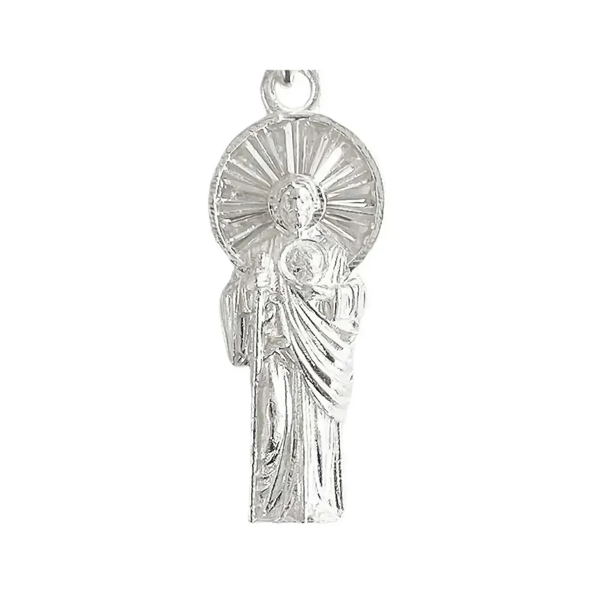 Dije San Judas Tadeo Corona Plata 925 con Zirconias Verdes - Imagen 2