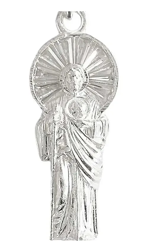 Dije San Judas Tadeo Corona Plata 925 con Zirconias Verdes - Imagen 1