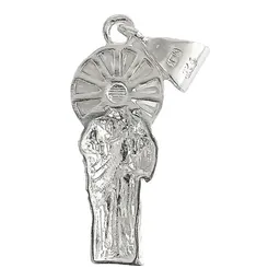 Dije San Judas Tadeo Corona Plata 925 con Zirconias Verdes - Imagen 3
