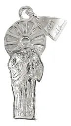 Dije San Judas Tadeo Corona Plata 925 con Zirconias Verdes - Imagen 3