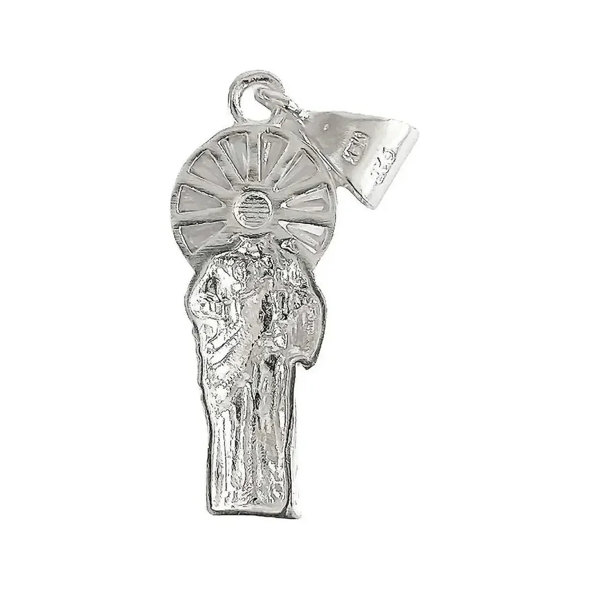 Dije San Judas Tadeo Corona Plata 925 con Zirconias Verdes - Imagen 3