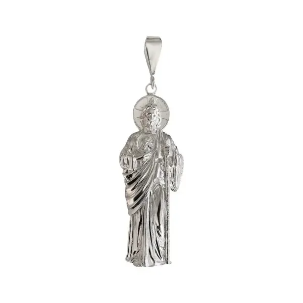 Dije San Judas Tadeo Plata 925 Liso Religioso - Imagen 1