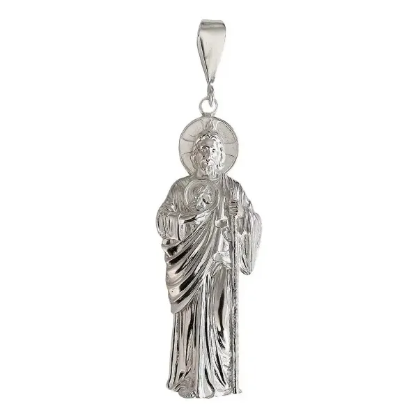 Dije San Judas Tadeo Plata 925 Liso Religioso - Imagen 1