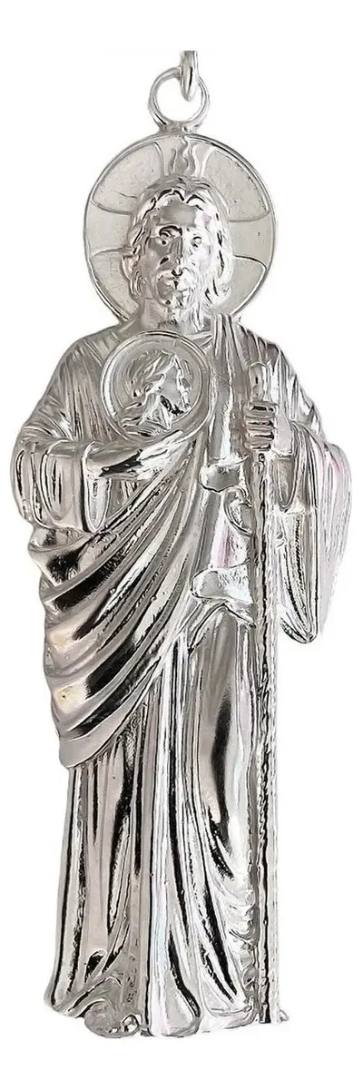 Dije San Judas Tadeo Plata 925 Liso Religioso - Imagen 1