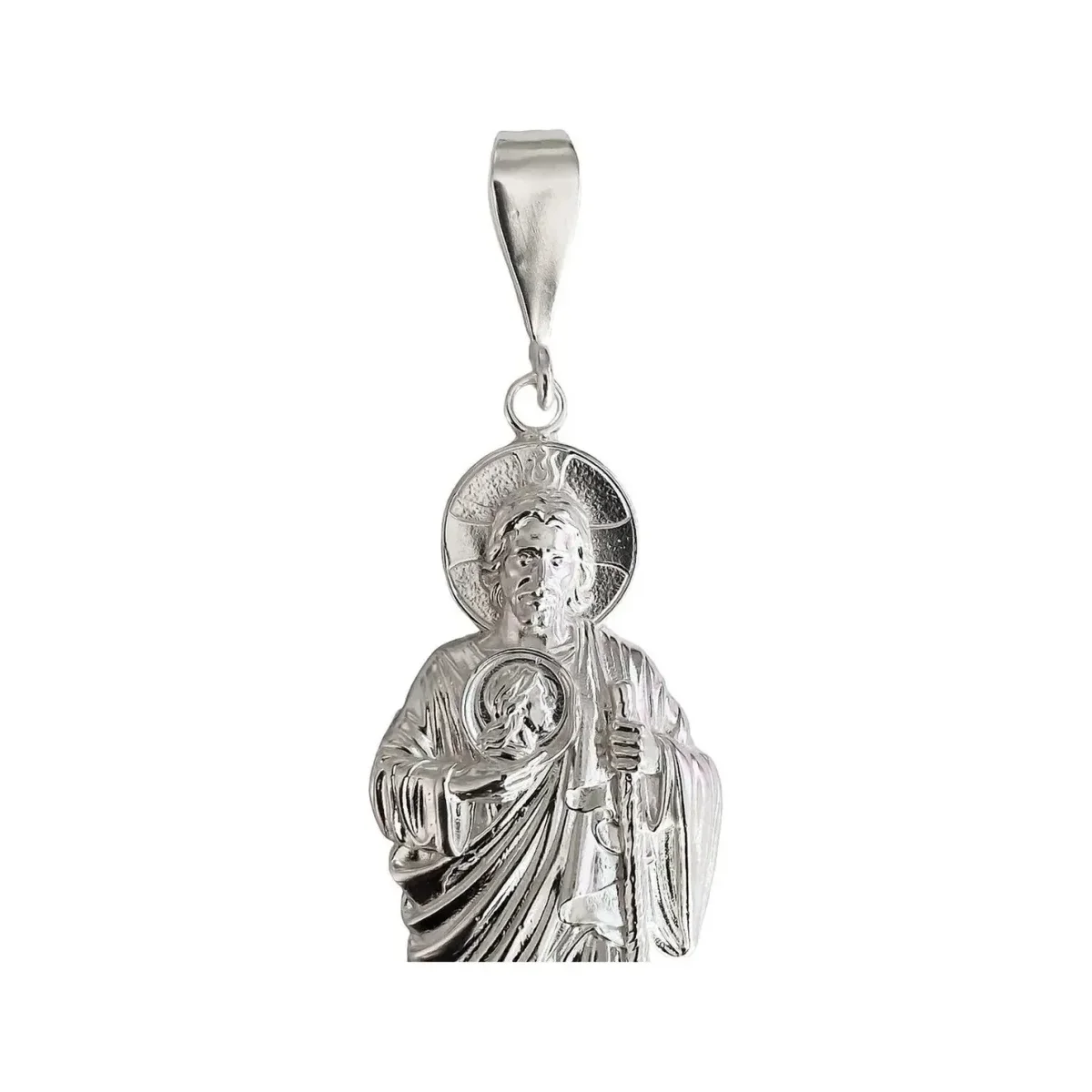 Dije San Judas Tadeo Plata 999 Liso Religioso - Imagen 3