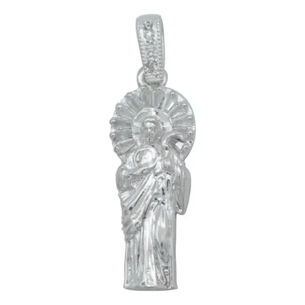 Dije San Judas Tadeo Plata 925 Liso con Zirconia - Imagen 1